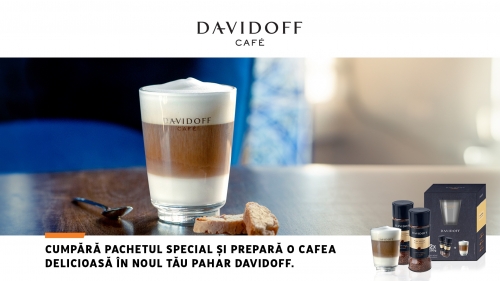 Set cafea instant Davidoff Cafe Fine Aroma 2x100g + cana latte machiatto